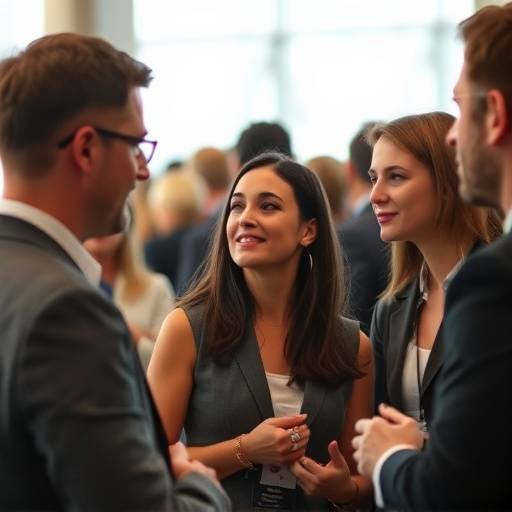 BR Fotografia de um evento corporativo com pessoas conversando